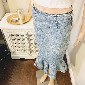 Vibrant Mermaid Pencil Jeans Skirt